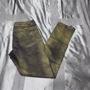 DL1961 Limited Edition Metallic Olive Green & Black Jeans Size 30